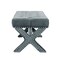 Bryoni Linen/Velvet Button Tufted Silver Nailhead Trim X-Leg Bench